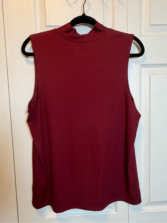 No Boundaries Tops - No Boundaries Burgundy Ribbed Mock Neck Sleeveless Top XXL 19 Stretch